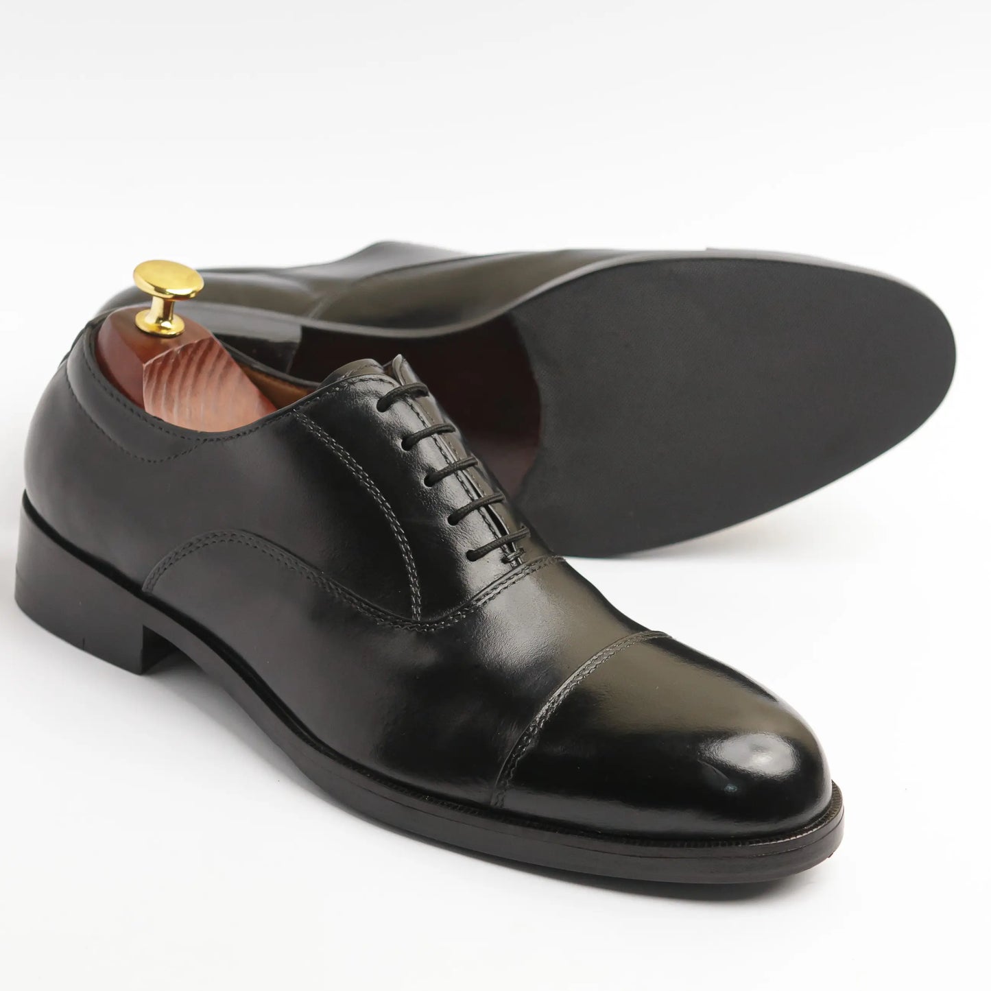 Black Classic Captoe Oxfords