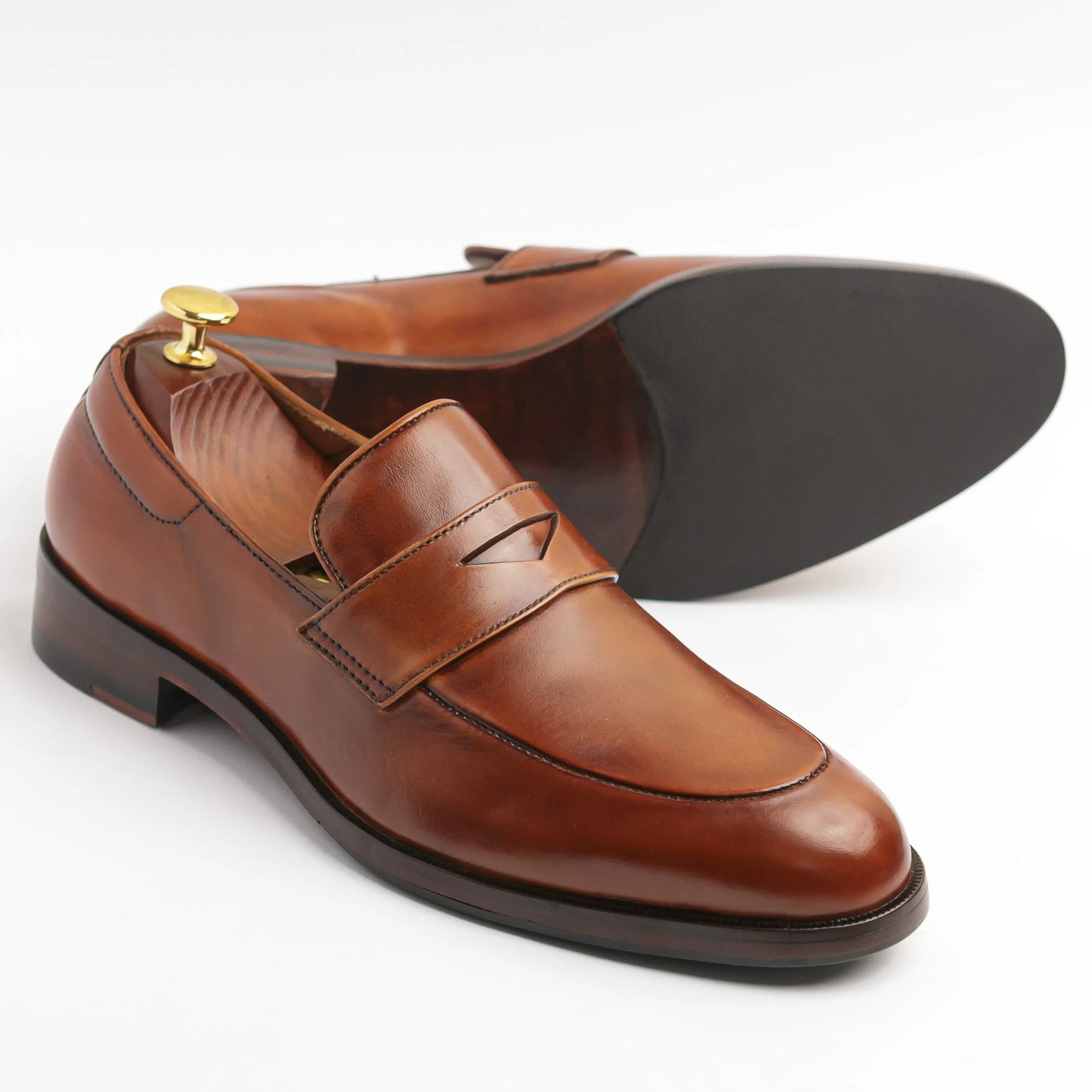 Dark Tan Classic Penny Loafers