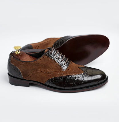 Windsor - Suede Dark Brown & Black Croc