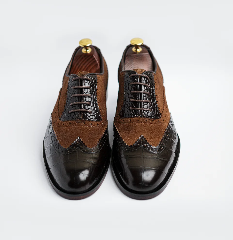 Windsor - Suede Dark Brown & Black Croc