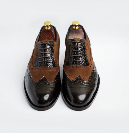 Windsor - Suede Dark Brown & Black Croc