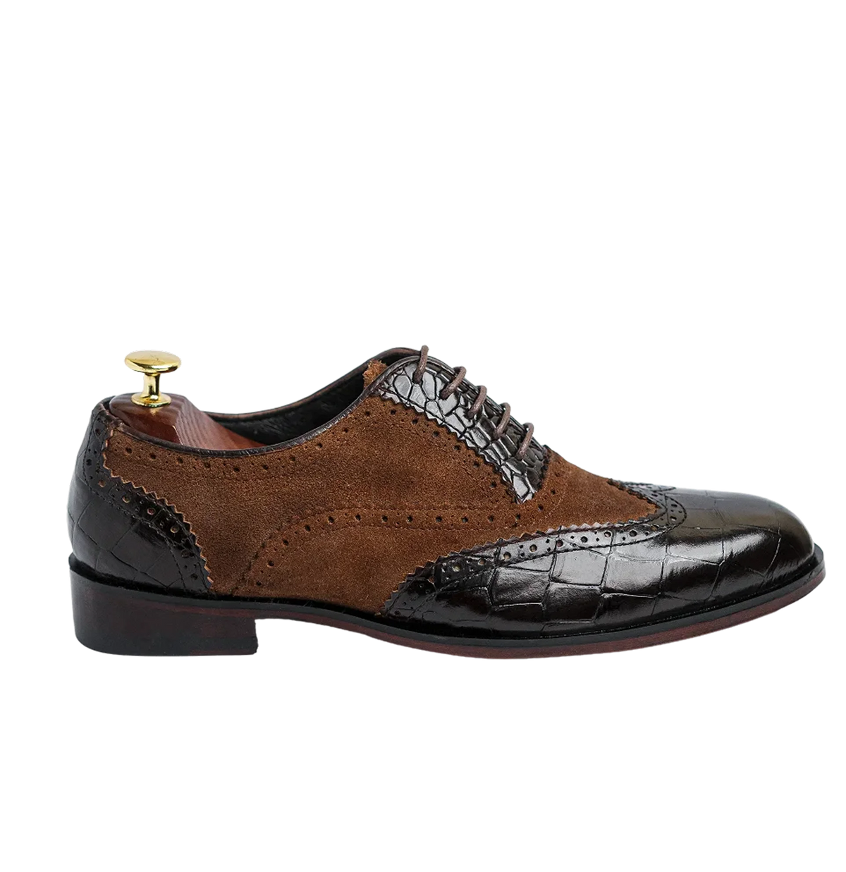 Windsor - Suede Dark Brown & Black Croc