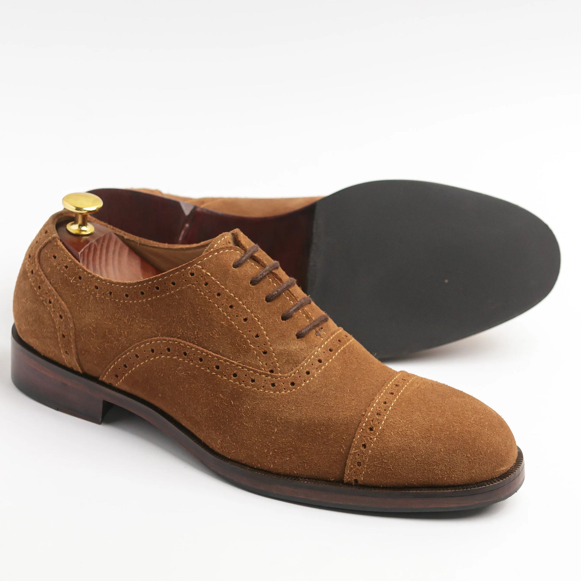 Captoe Oxfords Suade Tan