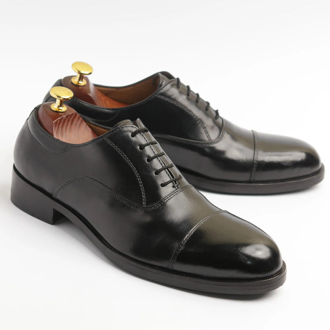Black Classic Captoe Oxfords