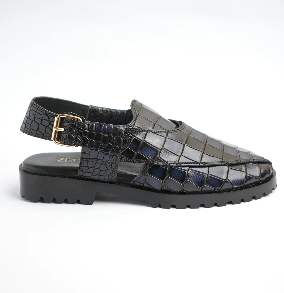 Nawab - Navy Blue Croc