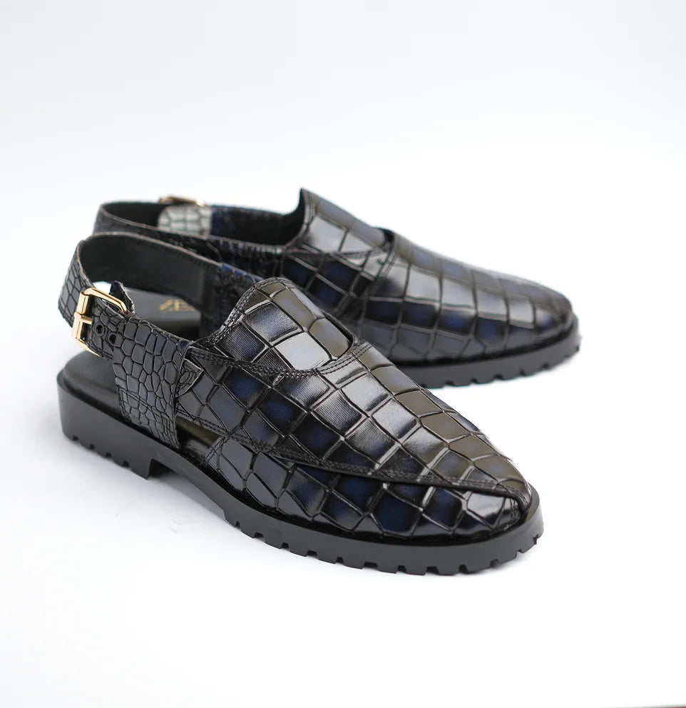Nawab - Navy Blue Croc