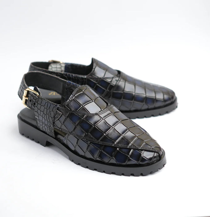 Nawab - Navy Blue Croc
