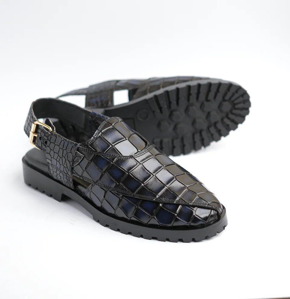 Nawab - Navy Blue Croc