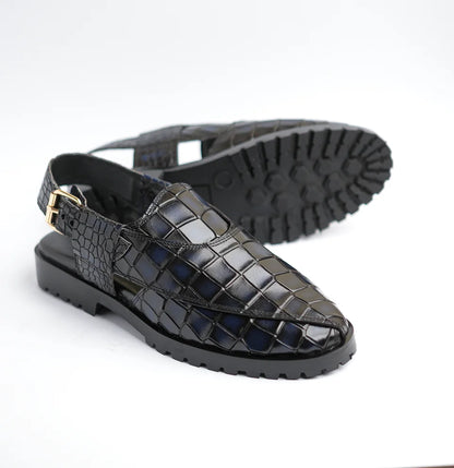 Nawab - Navy Blue Croc