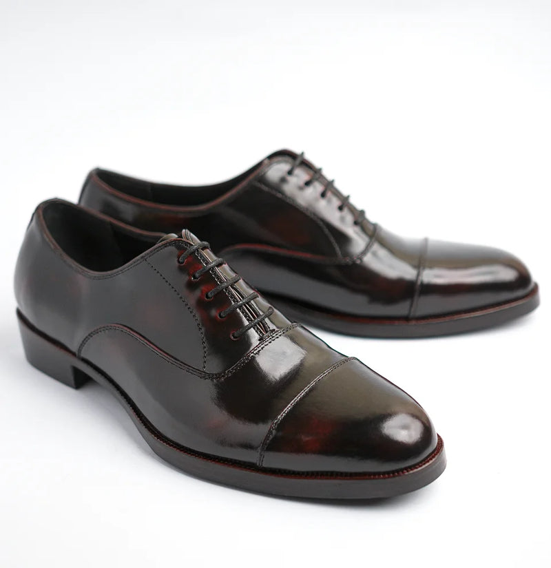 Regent Tan Burgundy leather wholecut Oxford shoes for men